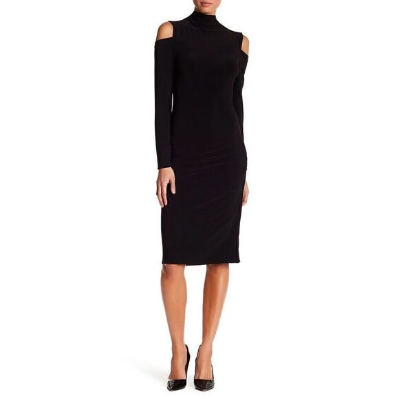235 Laundry by Shelli Segal Knit Cold Shoulder stretch Dress BLACK sz XS - Picture 1 of 2